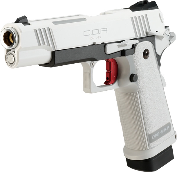 例えばこんな白を基調としたカラーの銃も。写真は東京マルイのガスブローバックガンハイキャパホワイトD.O.R